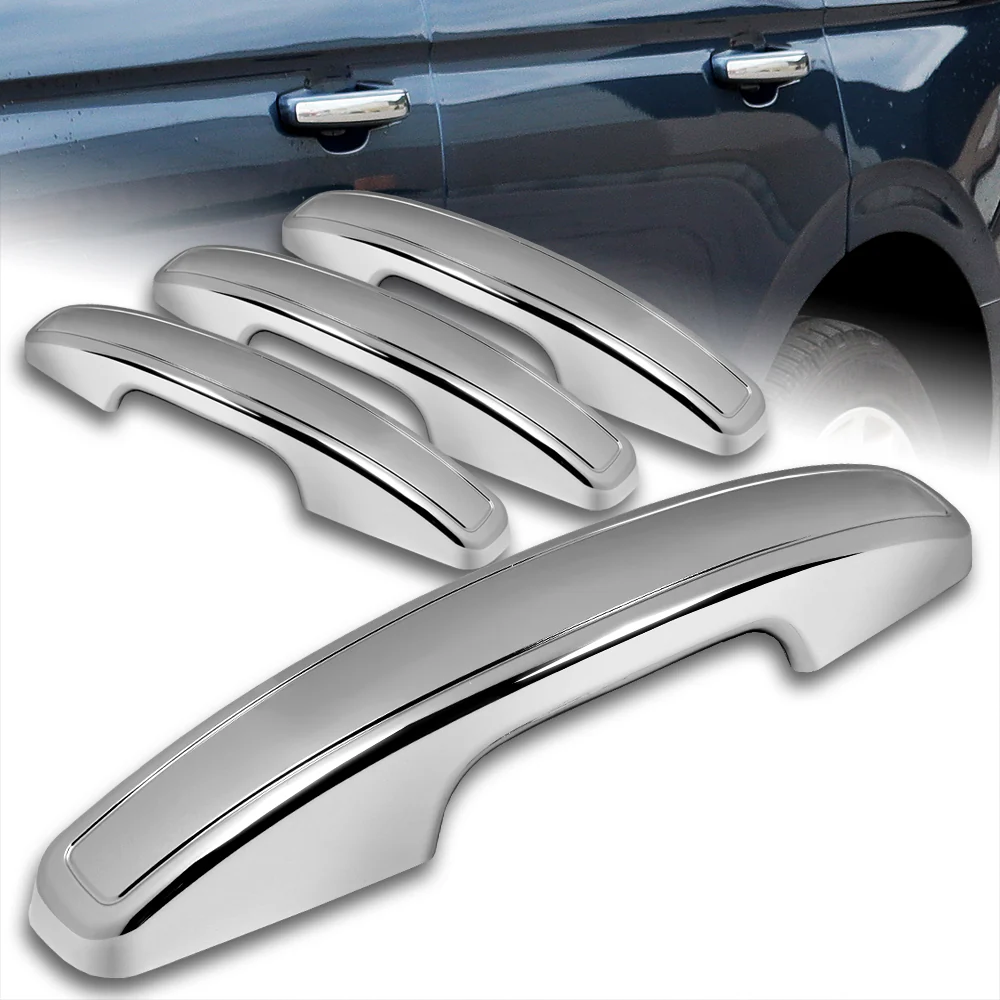 For 2018 - 2024 Ford Expedition Mirror Chrome Exterior Door Pull Handle Lever Cover Cap Trim Kit No Smart Keyhole - Image 7