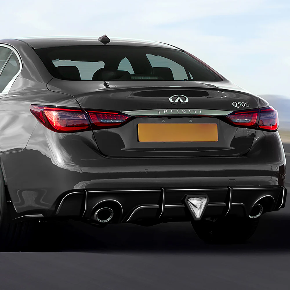 For 2018–2024 Infiniti Q50 3D LED Rear Diffuser with Corner Extensions -Painted Black - Image 10