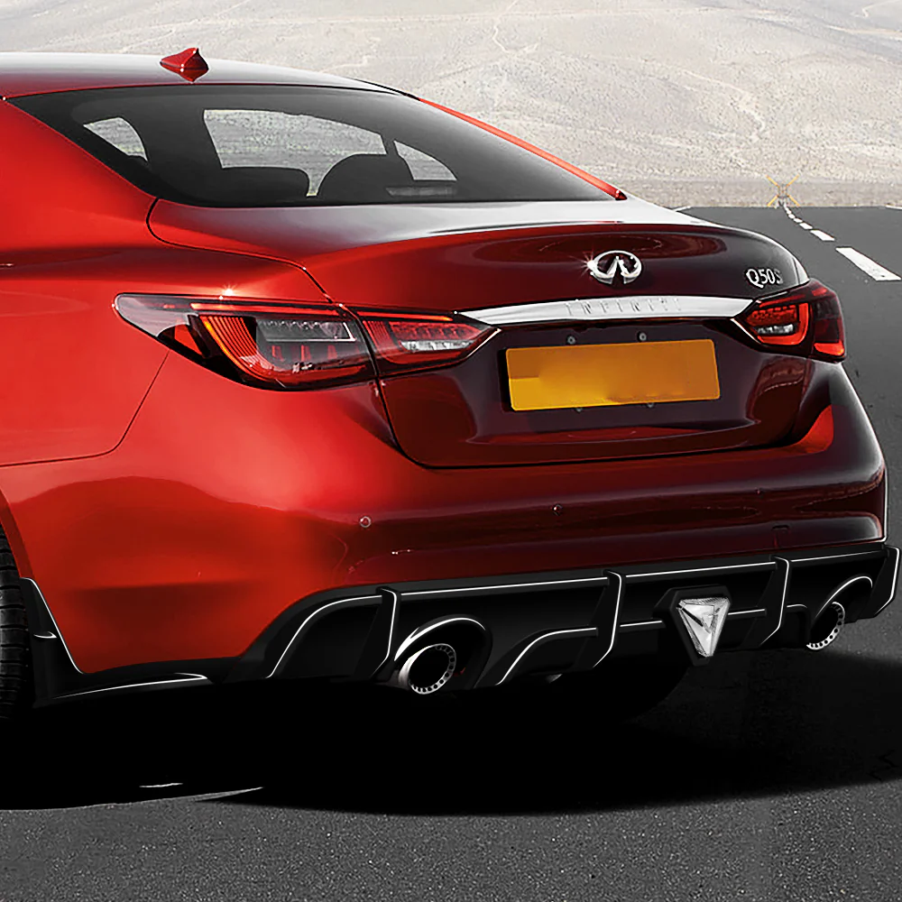 For 2018–2024 Infiniti Q50 3D LED Rear Diffuser with Corner Extensions -Painted Black - Image 11