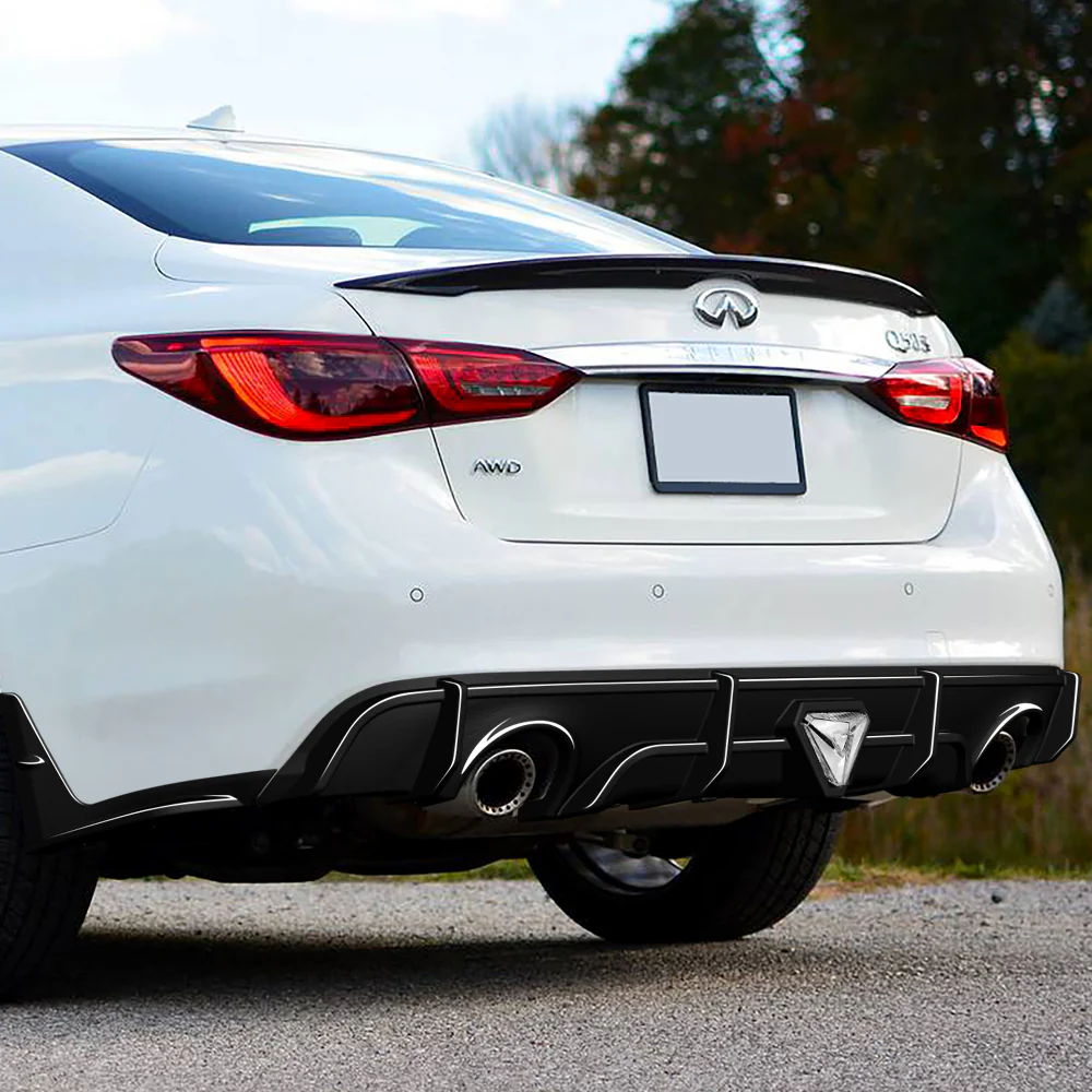 For 2018–2024 Infiniti Q50 3D LED Rear Diffuser with Corner Extensions -Painted Black - Image 12