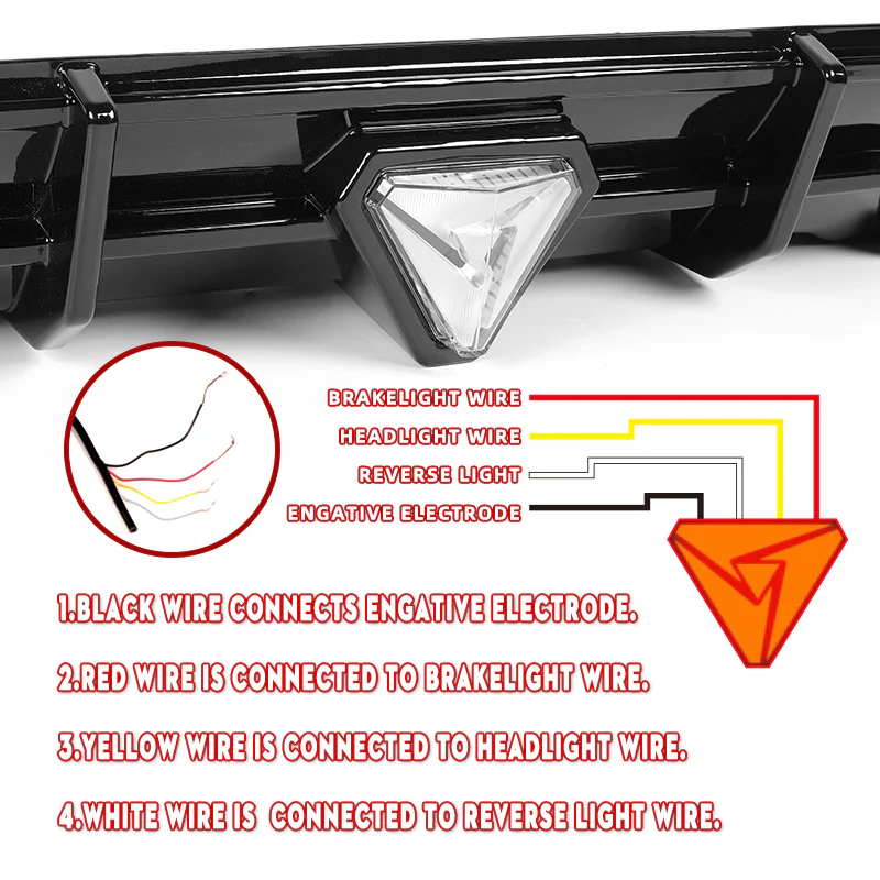 For 2018–2024 Infiniti Q50 3D LED Rear Diffuser with Corner Extensions -Painted Black - Image 7