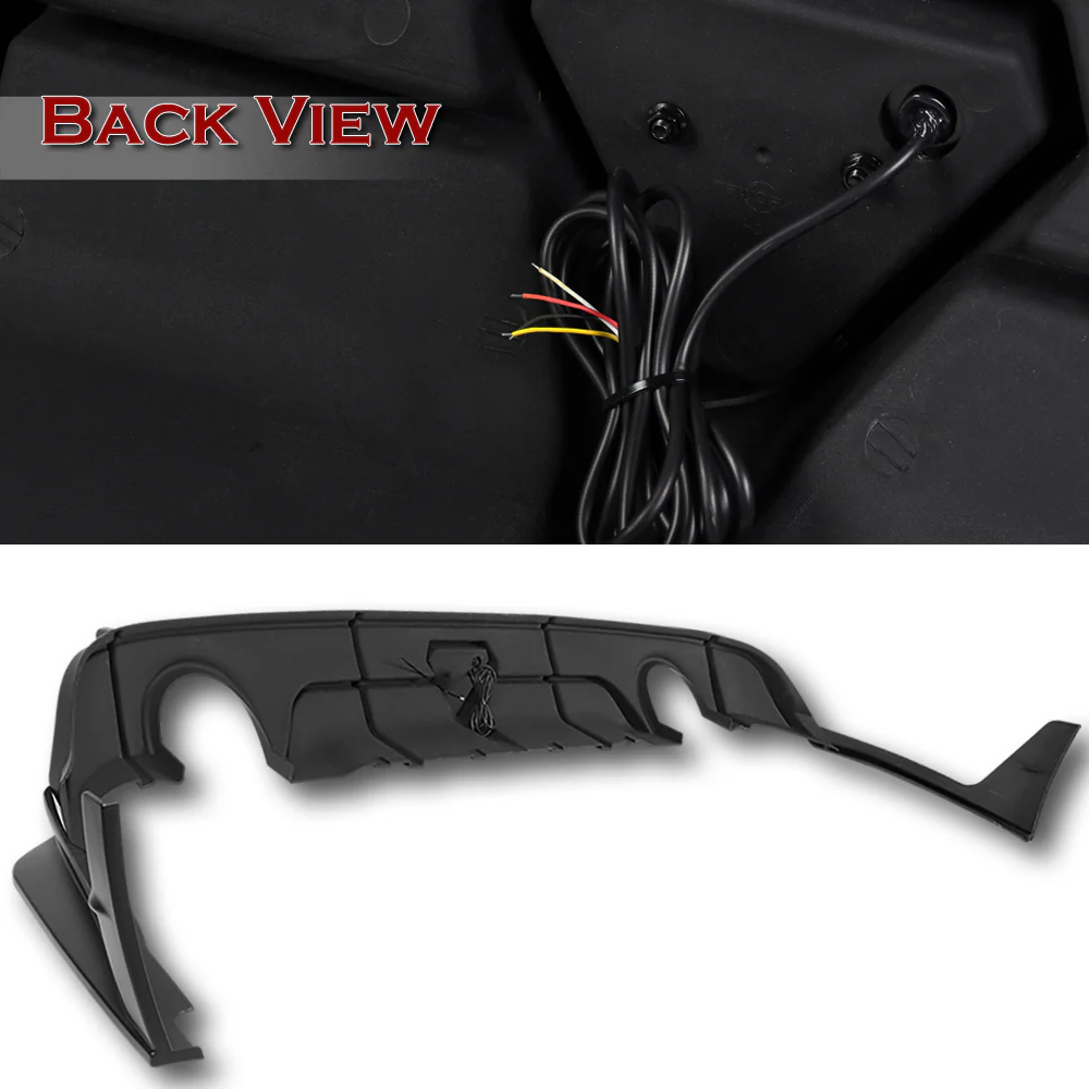 For 2018–2024 Infiniti Q50 3D LED Rear Diffuser with Corner Extensions -Unpainted Matte Black - Image 4