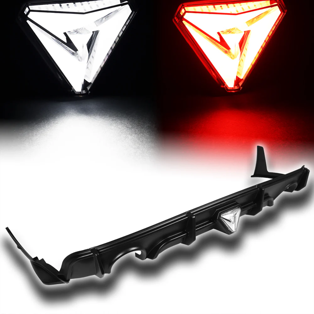 For 2018–2024 Infiniti Q50 3D LED Rear Diffuser with Corner Extensions -Unpainted Matte Black - Image 7