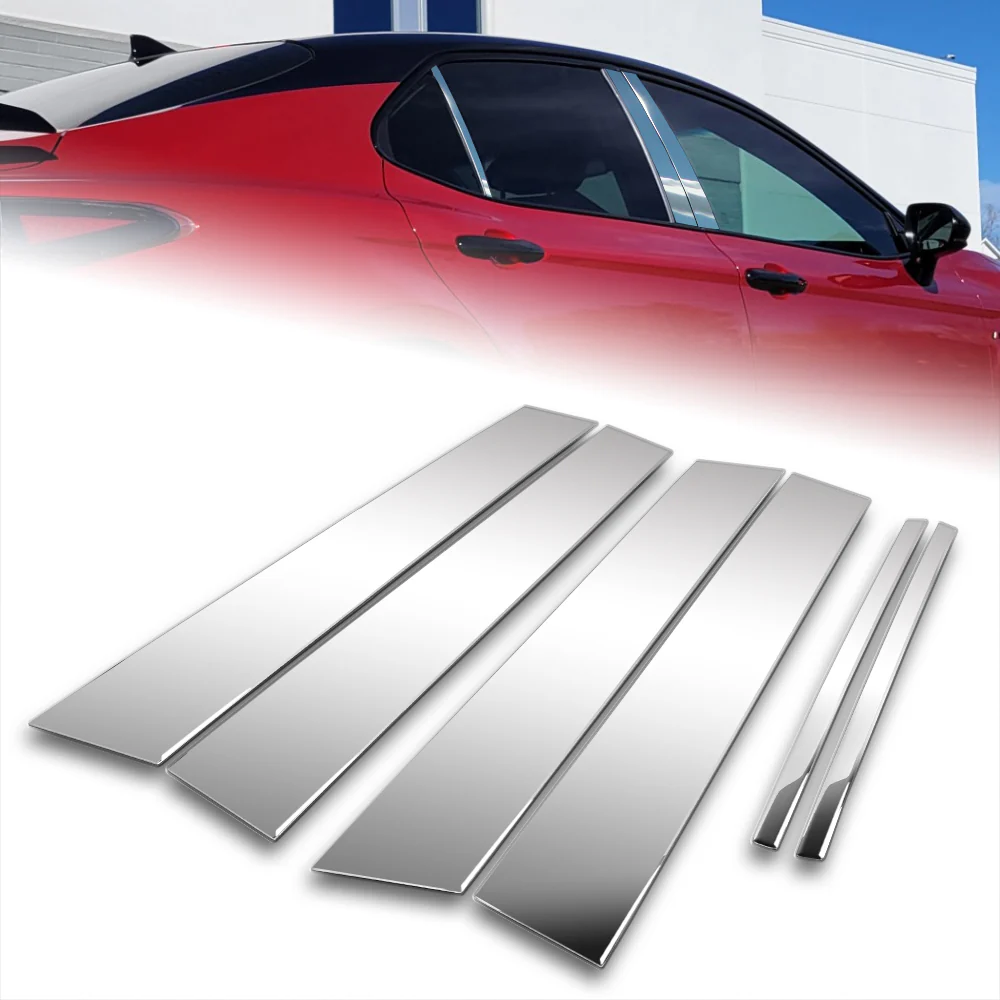 For 2018 - 2024 Toyota Camry Mirror Chrome Exterior Stainless Car Window Door Pillar Trim 6-PCS - Image 7