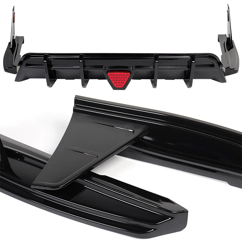For 2018-2024 Toyota Camry SE XSE Painted Black Rear Bumper Diffuser Lip W / LED Light - Image 2