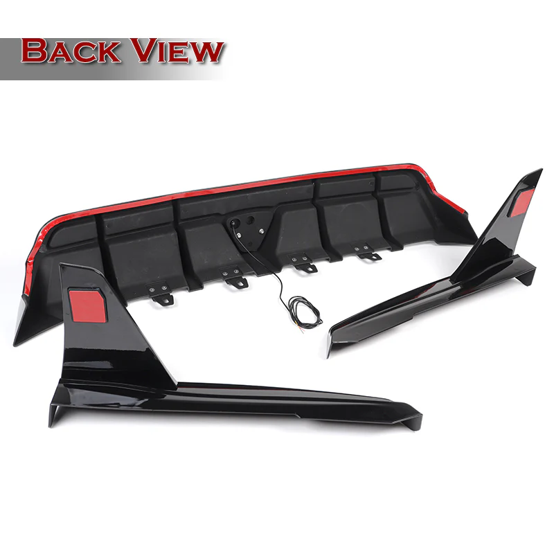 For 2018-2024 Toyota Camry SE XSE Painted Black Rear Bumper Diffuser Lip W / LED Light - Image 4