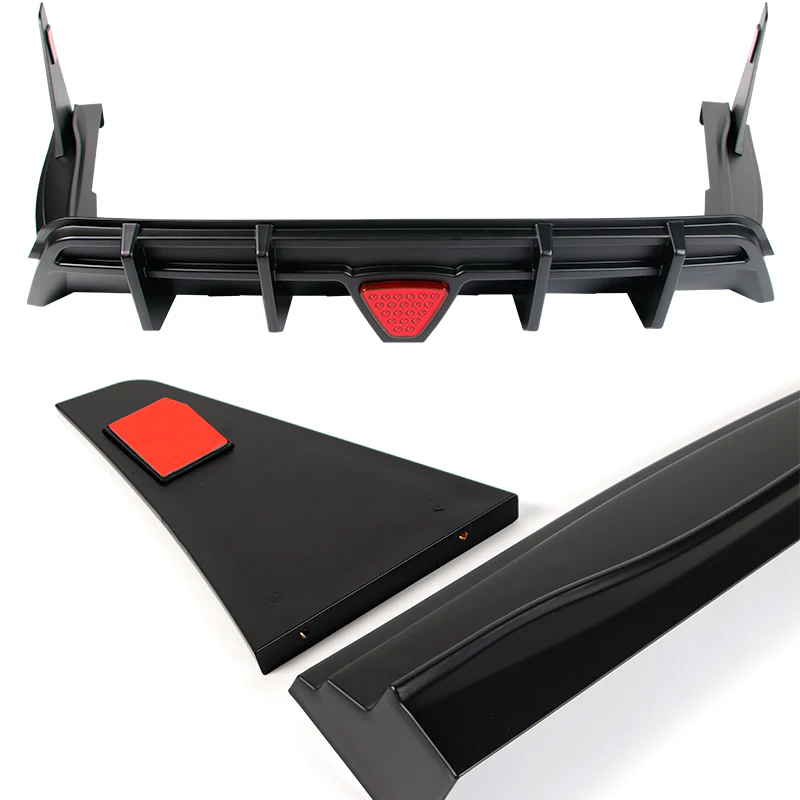 For 2018-2024 Toyota Camry SE XSE Unpainted Matte Black Rear Bumper Diffuser Lip W / LED Light - Image 2