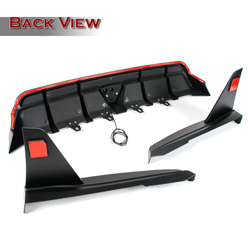 For 2018-2024 Toyota Camry SE XSE Unpainted Matte Black Rear Bumper Diffuser Lip W / LED Light - Image 4