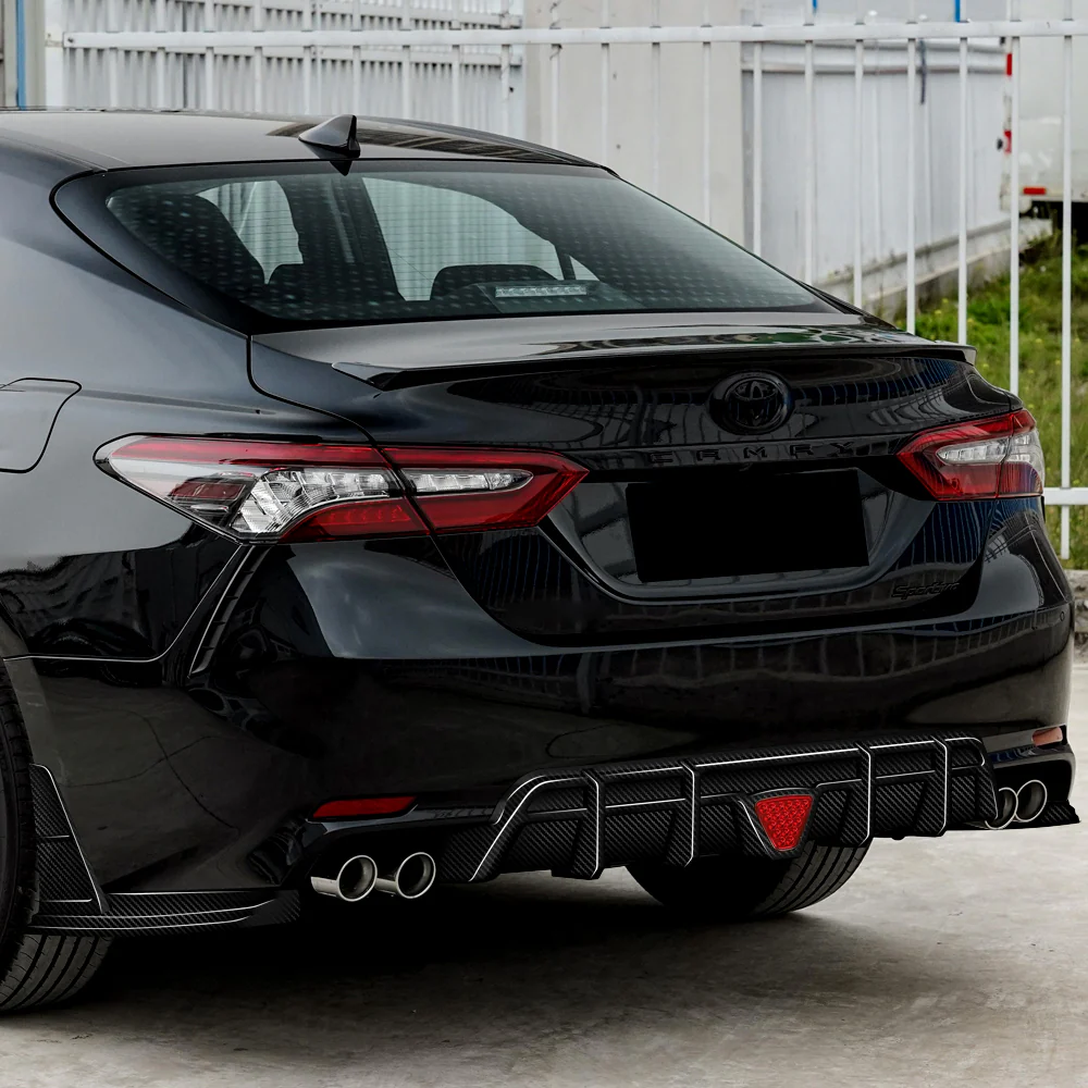 For 2018-2024 Toyota Camry SE XSE Rear Bumper Diffuser Lip W/LED Light -Real Carbon Fiber - Image 5