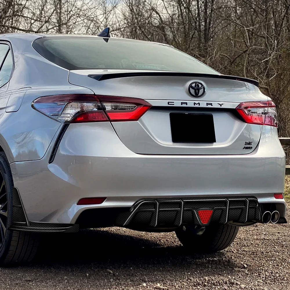 For 2018-2024 Toyota Camry SE XSE Rear Bumper Diffuser Lip W/LED Light -Real Carbon Fiber - Image 6
