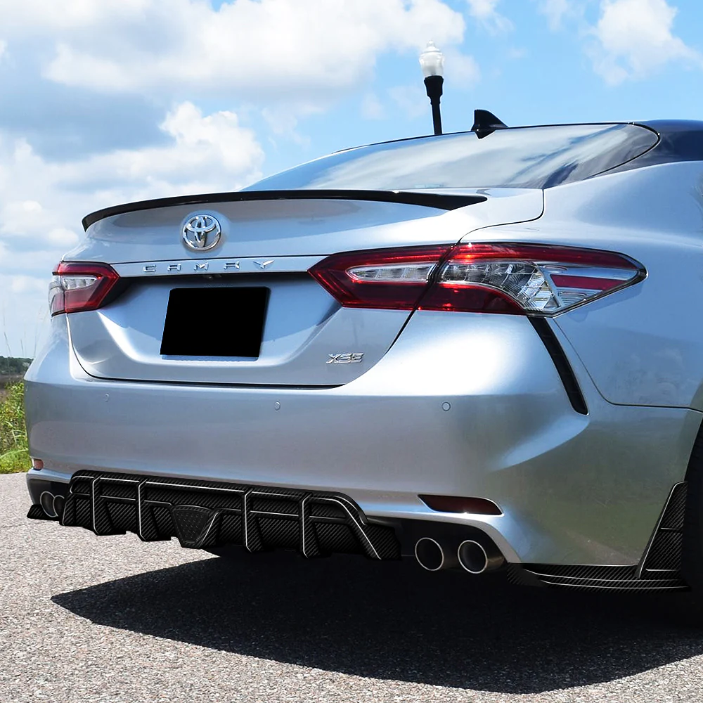 For 2018-2024 Toyota Camry SE XSE Rear Bumper Diffuser Lip W/LED Smoke Light -Real Carbon Fiber - Image 10