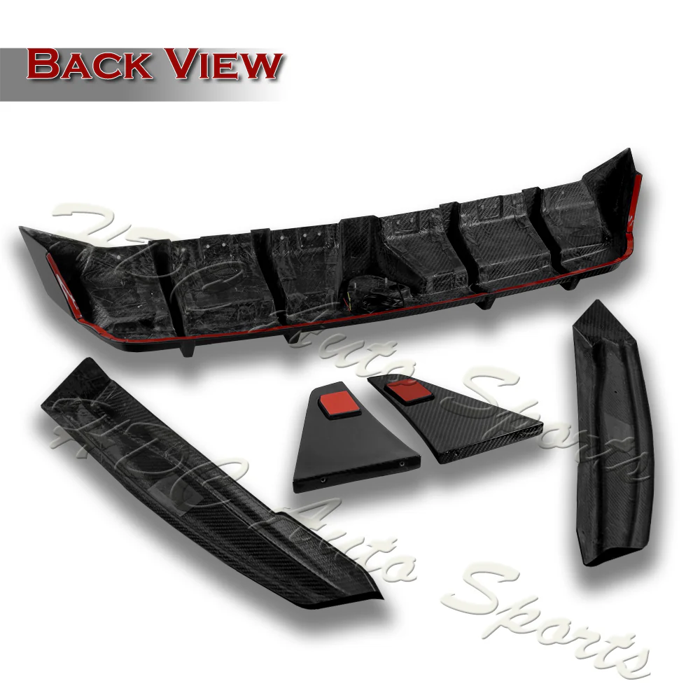 For 2018-2024 Toyota Camry SE XSE Rear Bumper Diffuser Lip W/LED Smoke Light -Real Carbon Fiber - Image 4
