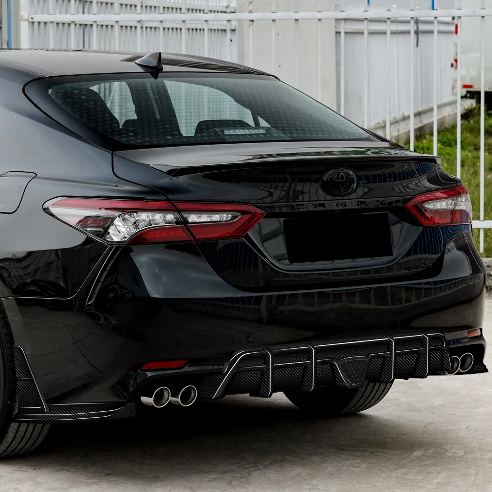 For 2018-2024 Toyota Camry SE XSE Rear Bumper Diffuser Lip W/LED Smoke Light -Real Carbon Fiber - Image 7