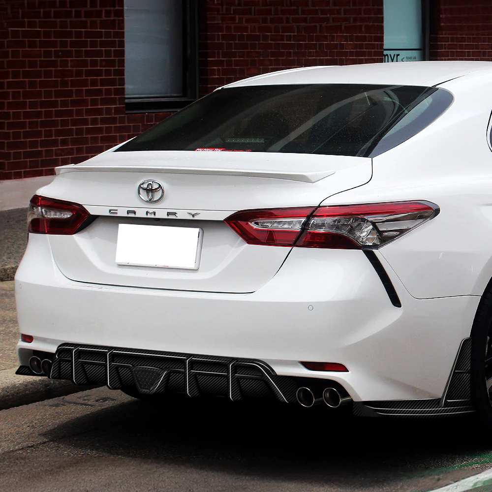 For 2018-2024 Toyota Camry SE XSE Rear Bumper Diffuser Lip W/LED Smoke Light -Real Carbon Fiber - Image 9