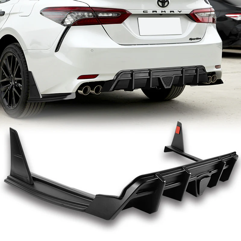 For 2018-2024 Toyota Camry SE XSE Rear Bumper Diffuser Lip W / Smoke LED Light - Image 2
