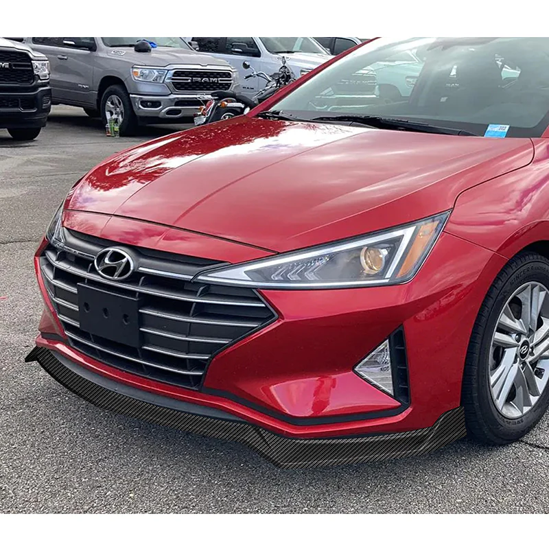 For 2019-2020 Hyundai Elantra Sedan 3-PCS Carbon Painted Front Bumper Body Spoiler Lip - Image 5