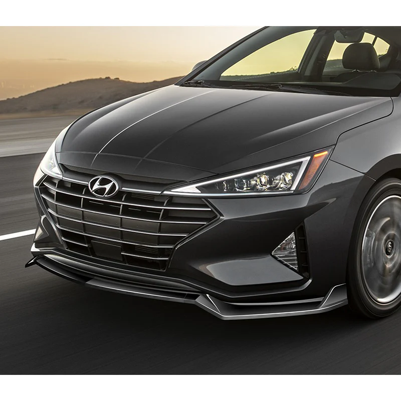 For 2019-2020 Hyundai Elantra Sedan 3-PCS Painted Black Front Bumper Body Spoiler Lip - Image 5