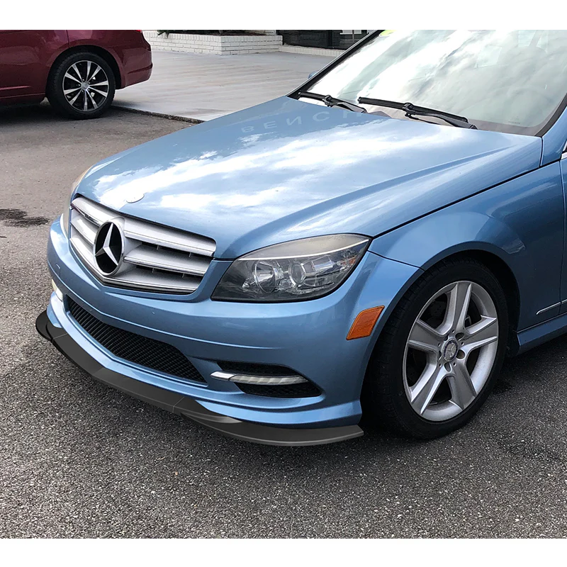 For 2008-2011 Mercedes C-Class Sport W204 Unpainted Matte Black Front Bumper Splitter Spoiler Lip 3PCS - Image 5