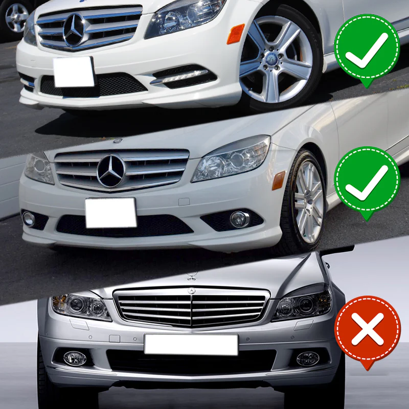 For 2008-2011 Mercedes C-Class Sport W204 Unpainted Matte Black Front Bumper Splitter Spoiler Lip 3PCS - Image 6