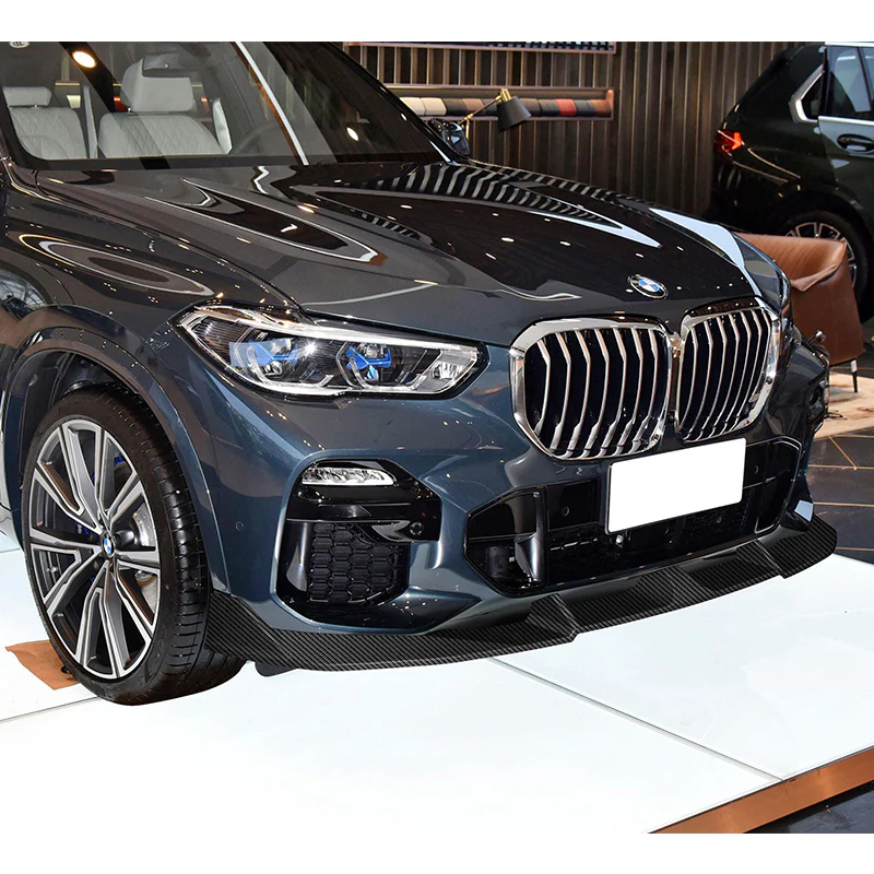 For 2019-2023 BMW X5 G05 M-Sport Carbon Look Front Bumper Body Splitter Spoiler Lip 3PCS - Image 5