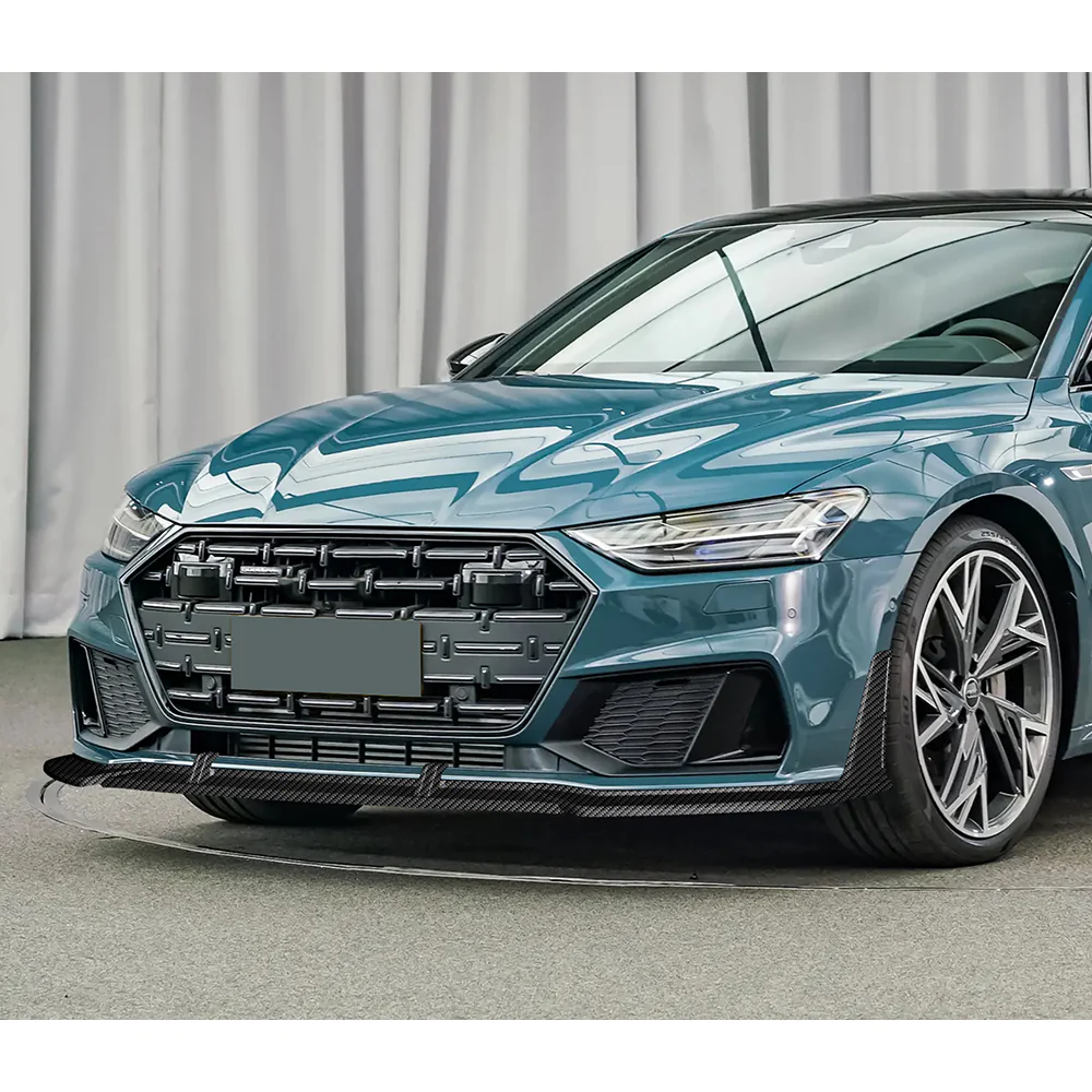 For 2019-2024 Audi A7 S7 S-Line Front Bumper Splitter Spoiler Lip 5PCS -Carbon Fiber Look Painted - Image 10