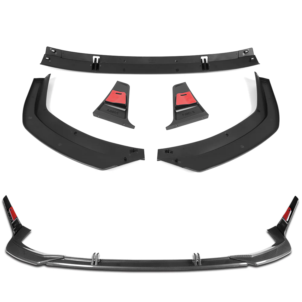For 2019-2024 Audi A7 S7 S-Line Front Bumper Splitter Spoiler Lip 5PCS -Carbon Fiber Look Painted - Image 2