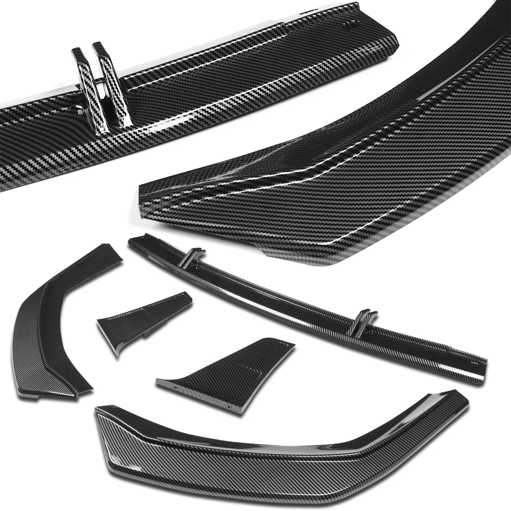 For 2019-2024 Audi A7 S7 S-Line Front Bumper Splitter Spoiler Lip 5PCS -Carbon Fiber Look Painted - Image 3