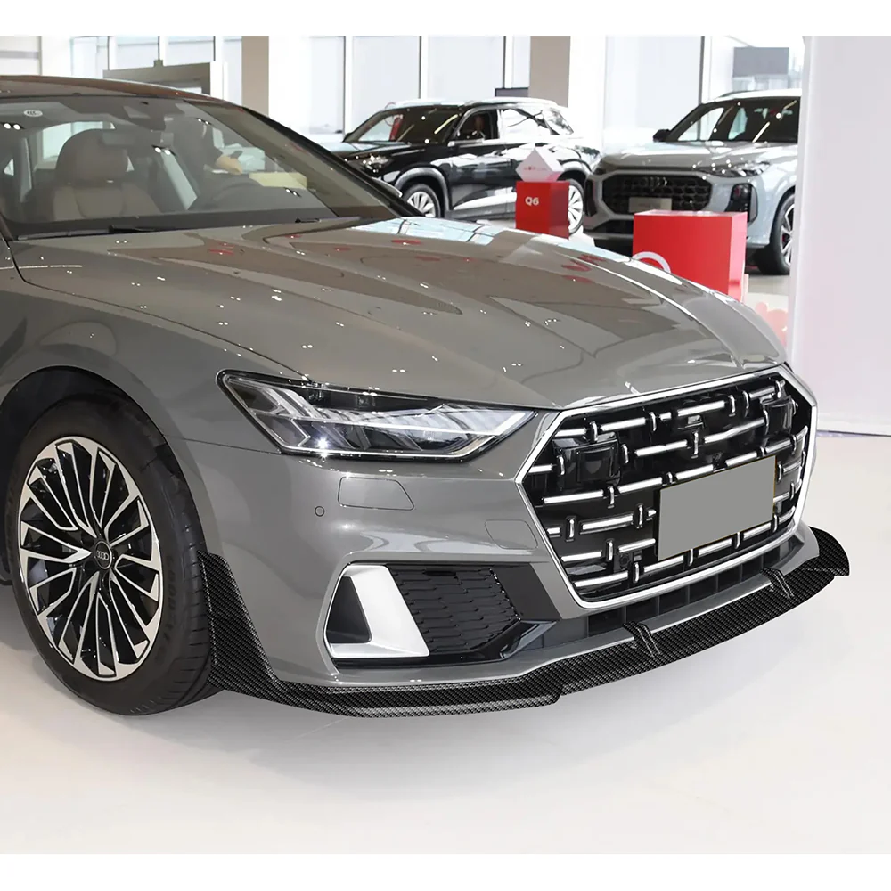 For 2019-2024 Audi A7 S7 S-Line Front Bumper Splitter Spoiler Lip 5PCS -Carbon Fiber Look Painted - Image 9