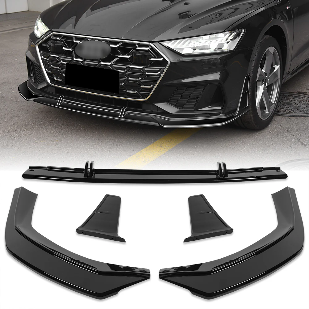 For 2019-2024 Audi A7 S7 S-Line Front Bumper Splitter Spoiler Lip 5PCS -Painted Black - Image 7