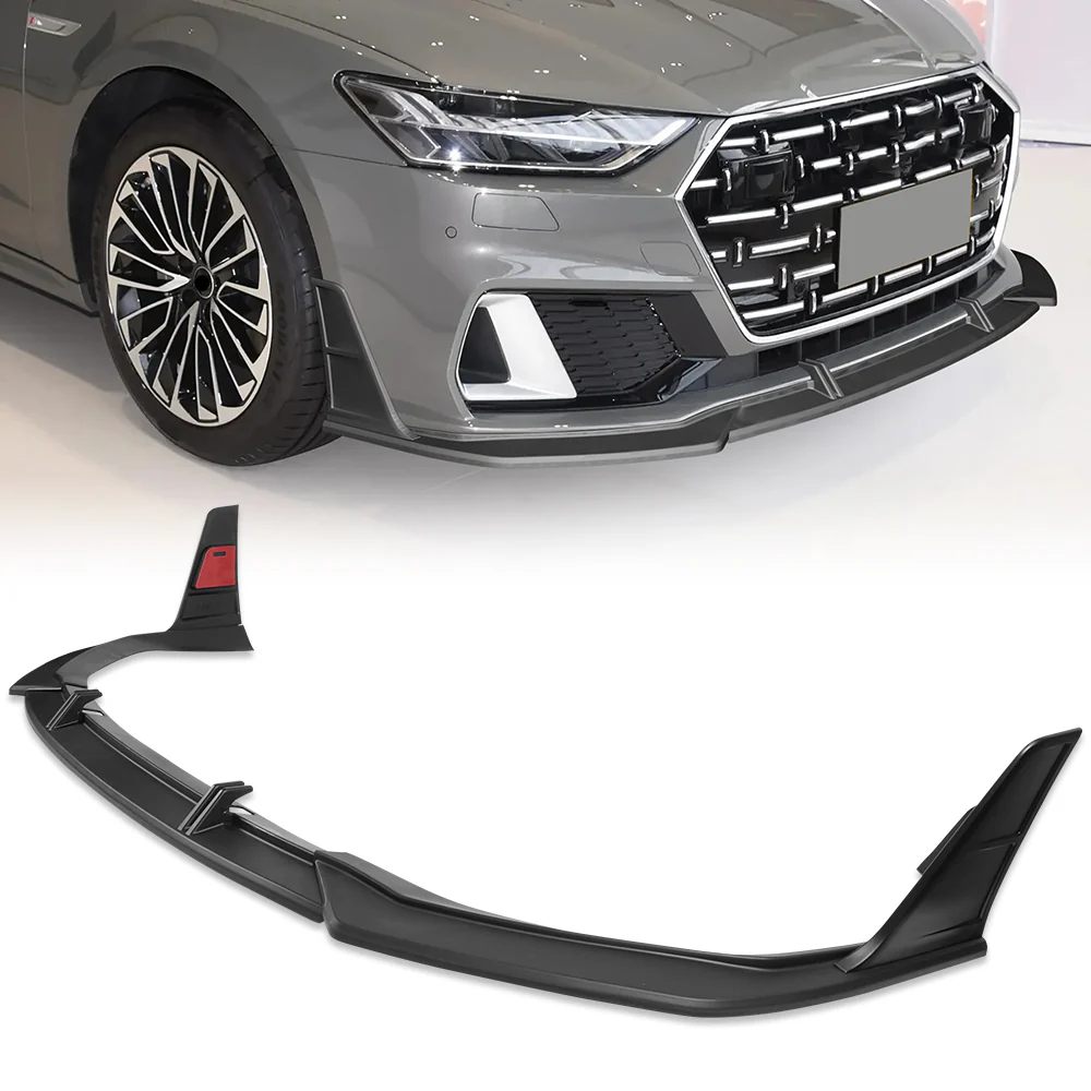 For 2019-2024 Audi A7 S7 S-Line Front Bumper Splitter Spoiler Lip 5PCS -Unpainted Matte Black - Image 6
