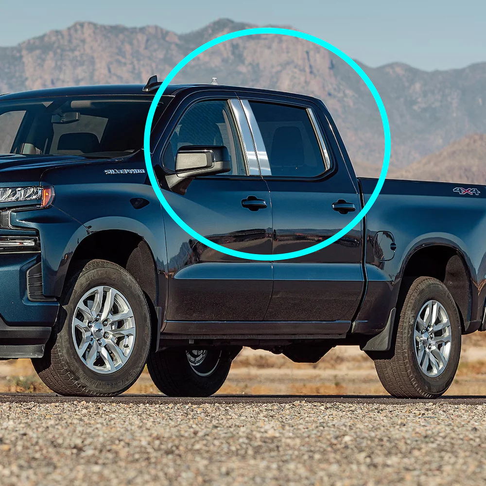 For 2019 - 2025 Chevrolet Silverado / GMC Sierra 1500 Mirror Chrome Exterior Stainless Car Window Door Pillar Trim 6-PCS - Image 8
