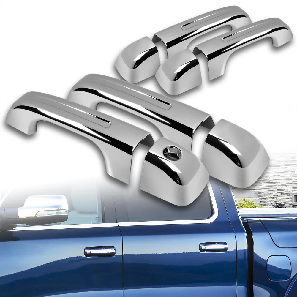For 2019 - 2025 Dodge Ram 1500 Mirror Chrome Exterior Door Pull Handle Lever Cover Cap Trim Kit No Smart Keyhole - Image 5