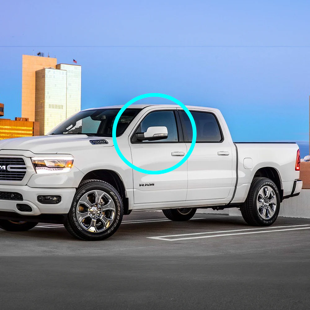 For 2019 - 2026 Dodge RAM 1500 Side View Top Half Mirror Covers Cap Replacement With Turn Signal Hole -White ABS - Image 6