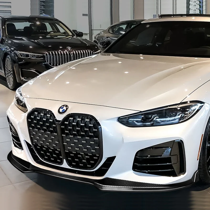 For 2020-2025 BMW 4-Series G22 G23 M-Sport Carbon Fiber Front Bumper Body Splitter Spoiler Lip 3PCS - Image 5