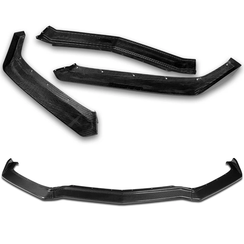 For 2020-2025 Chevy Corvette C8 5VM-Style 3-PCS Carbon Fiber Front Bumper Spoiler Lip - Image 4