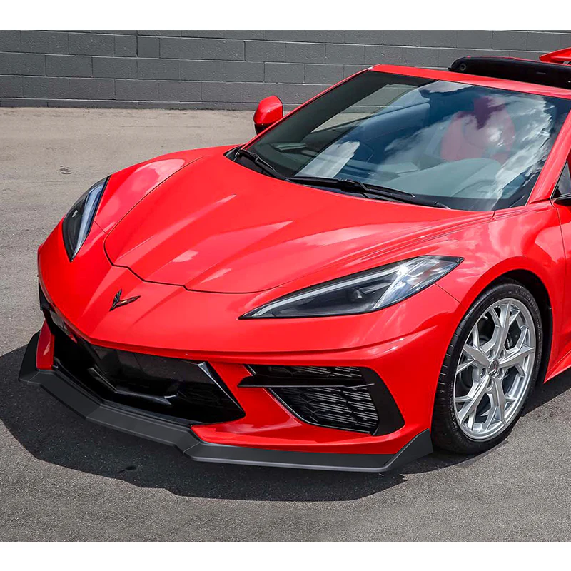 For 2020-2025 Chevy Corvette C8 5VM-Style 3-Pcs Matt Black Front Bumper Spoiler Lip - Image 5