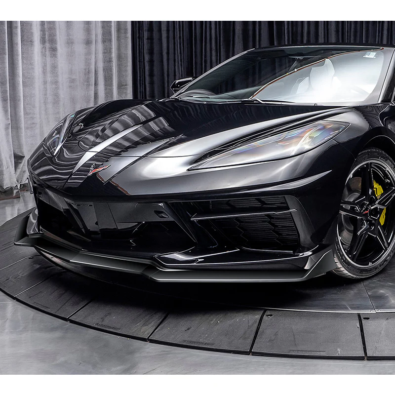 For 2020-2025 Chevy Corvette C8 5VM-Style 3-Pcs Painted Black Front Bumper Spoiler Lip - Image 5