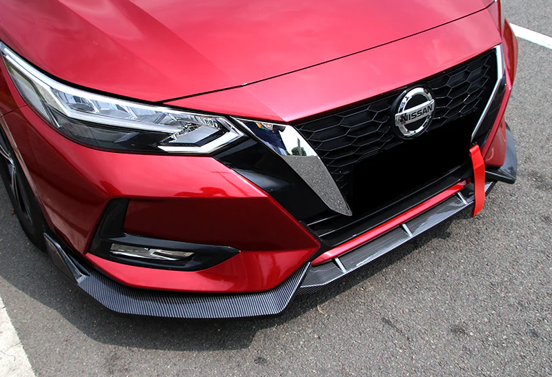 For 2020-2023 Nissan Sentra Carbon Look Front Bumper Body Kit Spoiler Lip 3PCS - Image 5