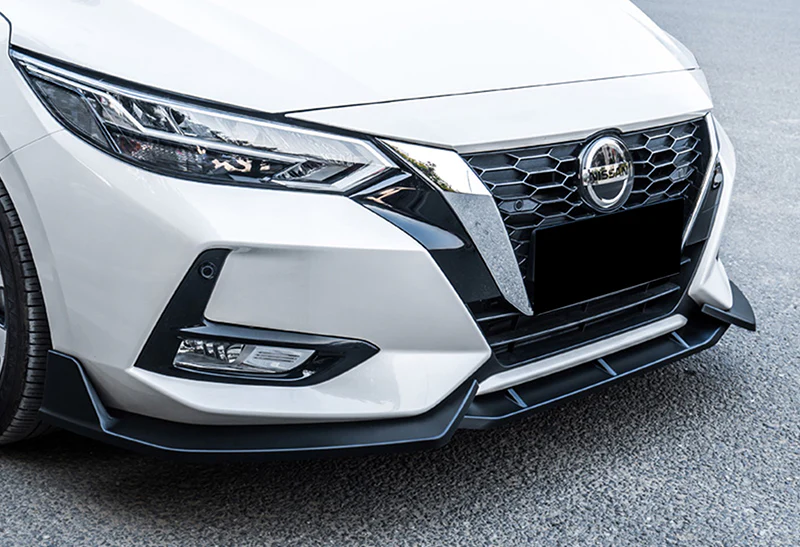 For 2020-2023 Nissan Sentra Unpainted Matte Black Front Bumper Body Kit Spoiler Lip 3PCS - Image 5
