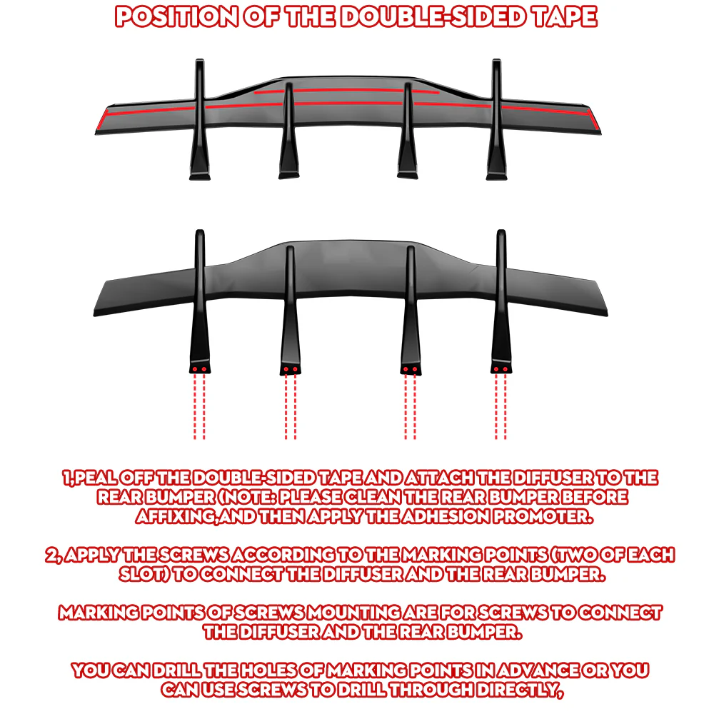 For 2020-2025 Chevrolet Corvette C8 Stingray  Rear Bumper Diffuser Fin Lip -Painted Black - Image 2