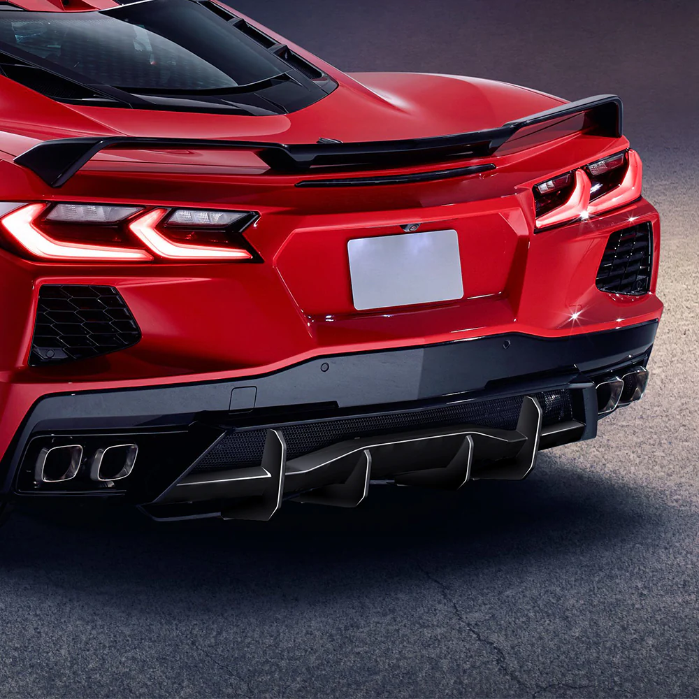 For 2020-2025 Chevrolet Corvette C8 Stingray  Rear Bumper Diffuser Fin Lip -Painted Black - Image 8