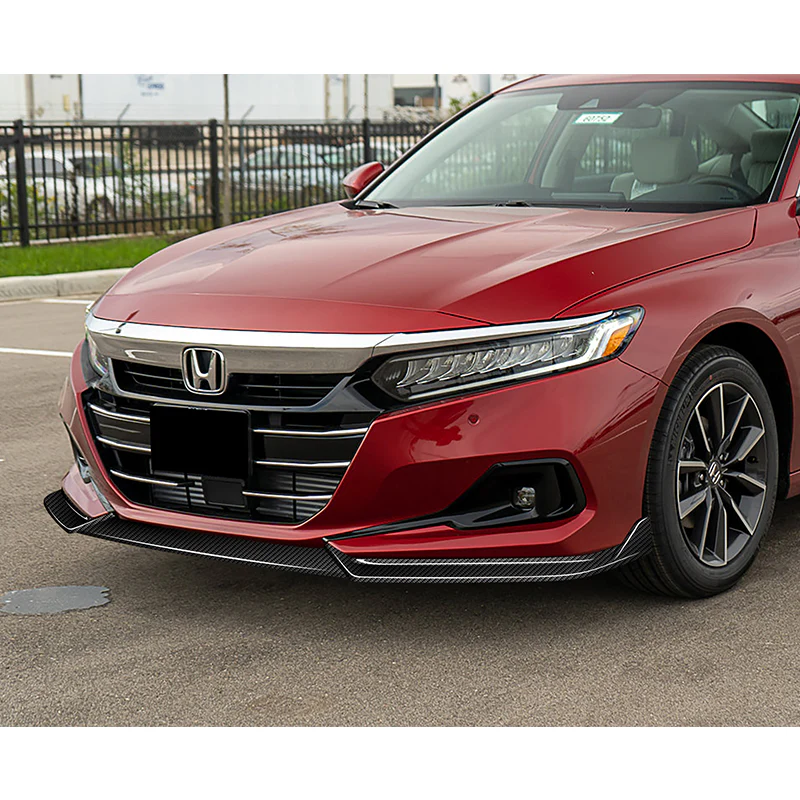 For 2021-2022 Honda Accord Sedan Carbon Fiber Front Bumper Body Splitter Spoiler Lip 3PCS - Image 2