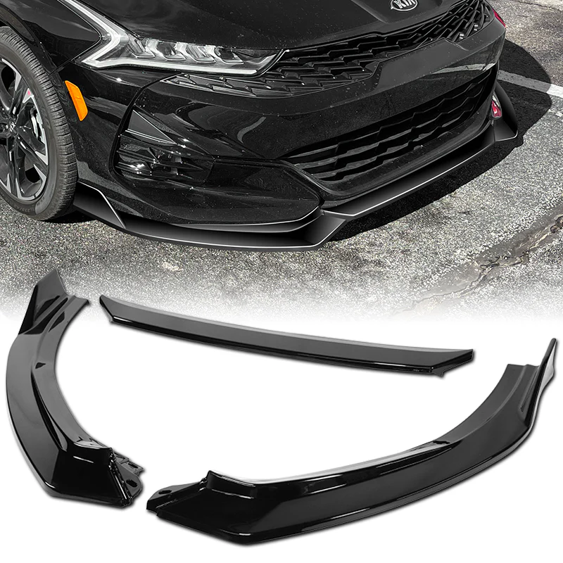 For 2021-2024 Kia K5 GT-Line STP-Style 3-PCS Painted Black Front Bumper Spoiler Lip - Image 5