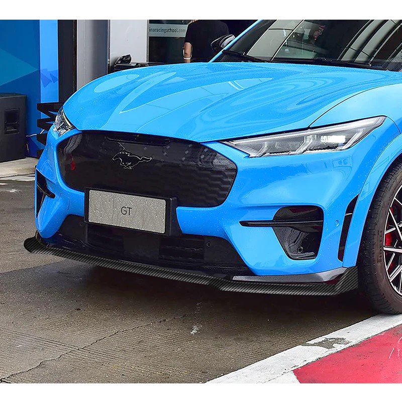 For 2021-2025 Ford Mustang Mach-E GT 3-PCS Carbon Look Front Bumper Body Spoiler Lip - Image 5