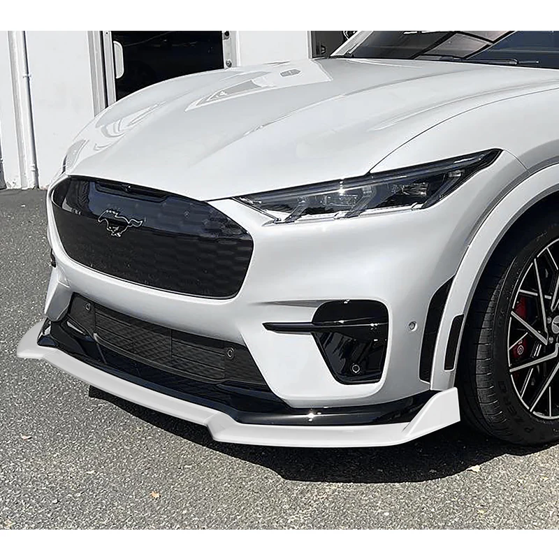 For 2021-2025 Ford Mustang Mach-E GT 3-PCS Painted White Front Bumper Body Spoiler Lip - Image 5