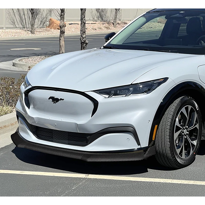 For 2021-2025 Ford Mustang Mach-E GT-Style 3-Pcs Carbon Look Front Bumper Spoiler Lip - Image 5