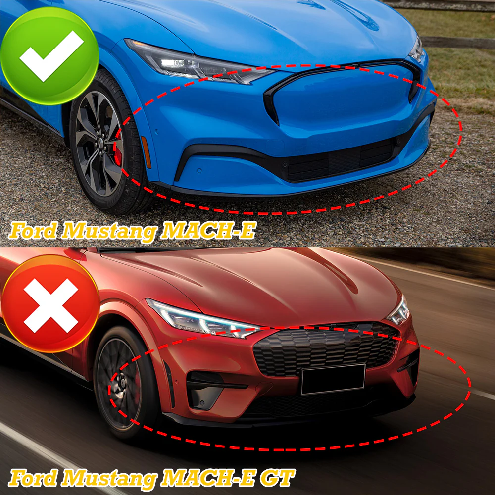 For 2021-2025 Ford Mustang Mach-E GT-Style 3-Pcs Painted BLK Front Bumper Spoiler Lip - Image 6