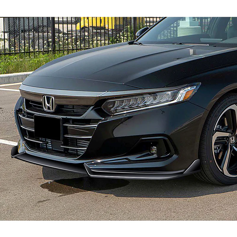 For 2021-2022 Honda Accord Sedan 3-PCS Painted Black Front Bumper Spoiler Splitter Lip - Image 5