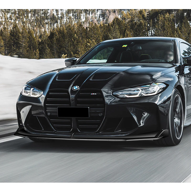 For 2021-2025 BMW M3 M4 G80 G82 G83 Painted Black Front Bumper Body Splitter Spoiler Lip 3PCS - Image 5