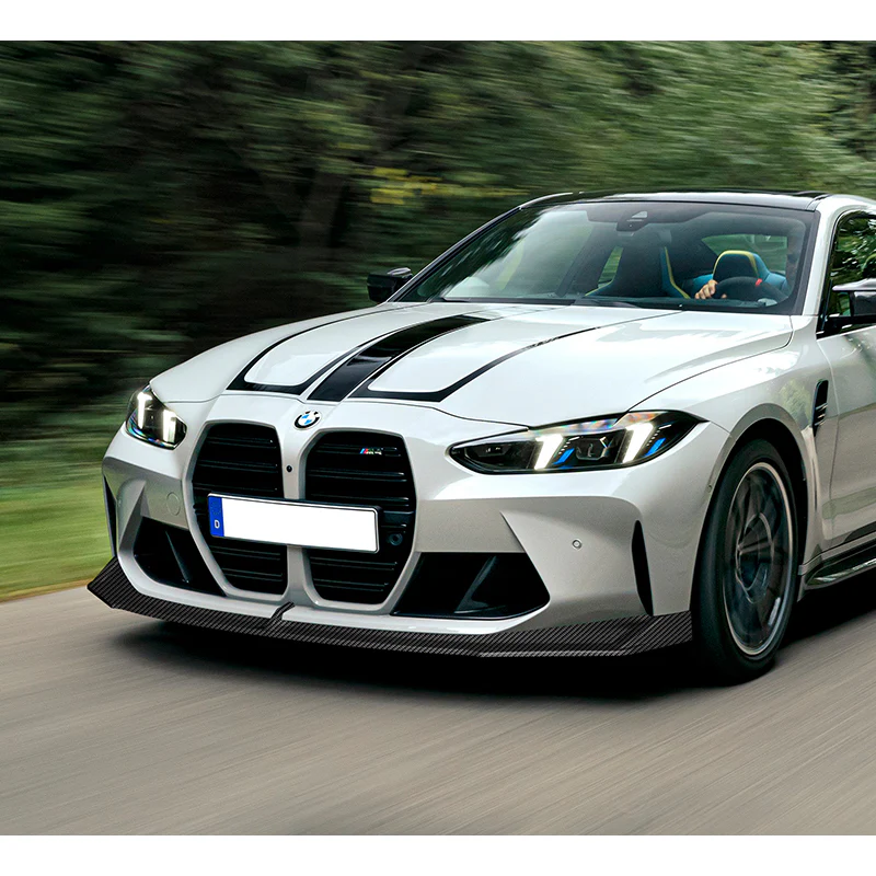 For 2021-2025 BMW M3 M4 G80 G82 G83 Carbon Look Front Bumper Body Splitter Spoiler Lip 3PCS - Image 5